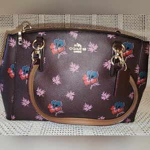 COACH Mini Christie Carryall Handbag Floral Wildflower F11932 Oxblood Crossbody